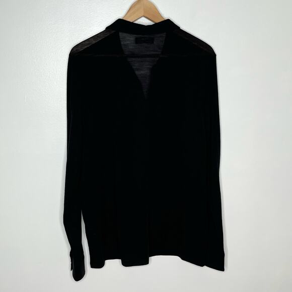 Naadam Long Sleeve Wool Button Up Shirt Mens Large Black Collared - Picture 8 of 10